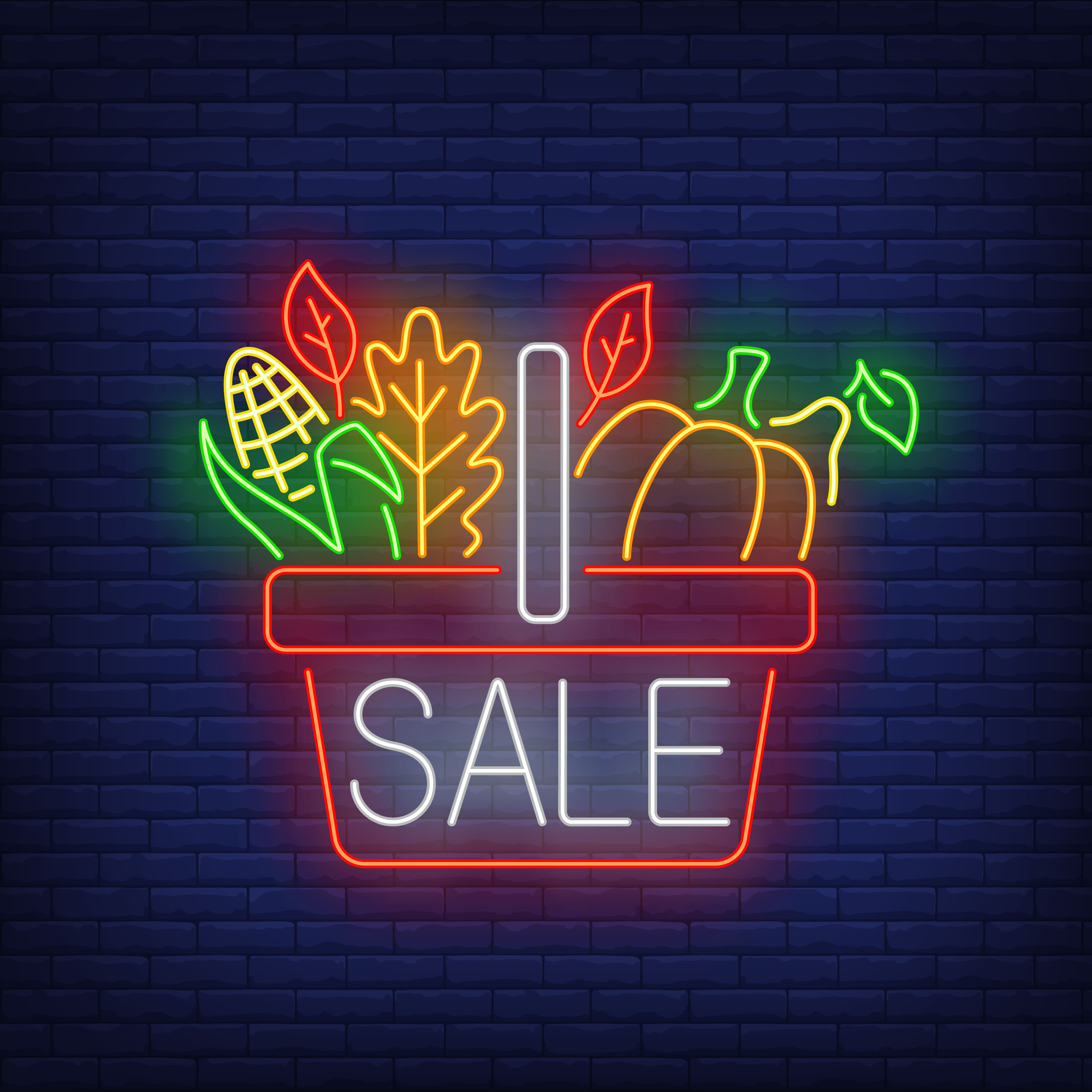 Thanksgiving food basket neon sign